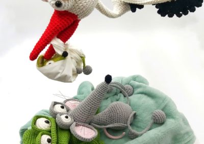 Żaba, Mysz - Wzór AuntieFrankieDIY | Bocian - Bocian - Wzór IlDikko (http://www.ildikko-crochet.com)